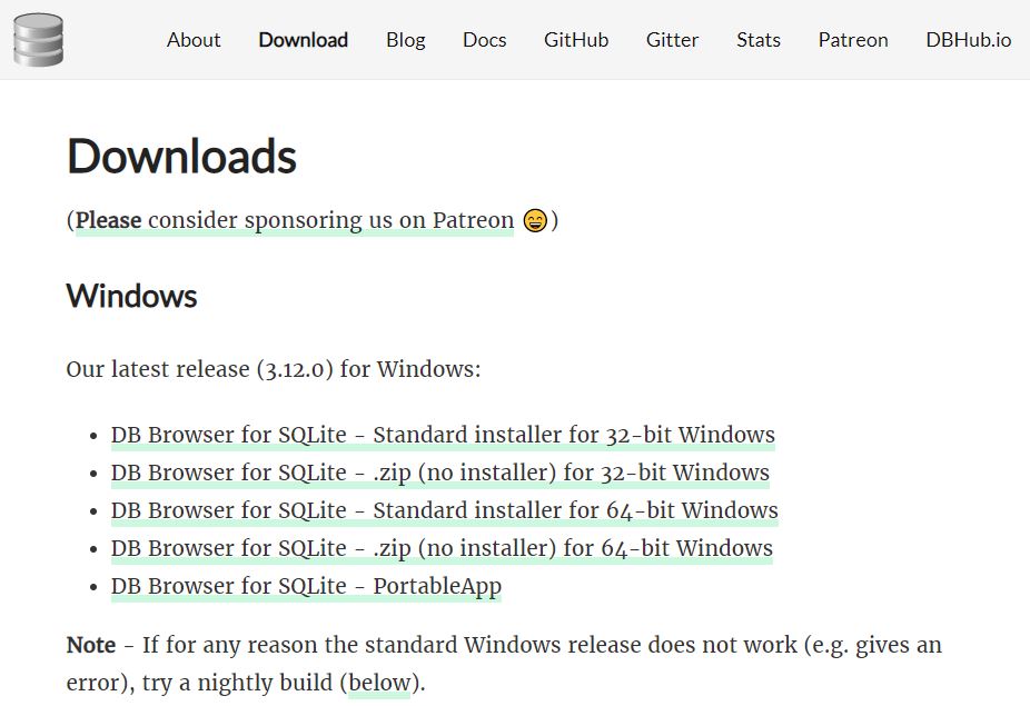 download sqlite windows
